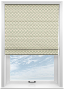 Trellis Prints, Scallop and Bud Green - Twist&Fit Roman Blind